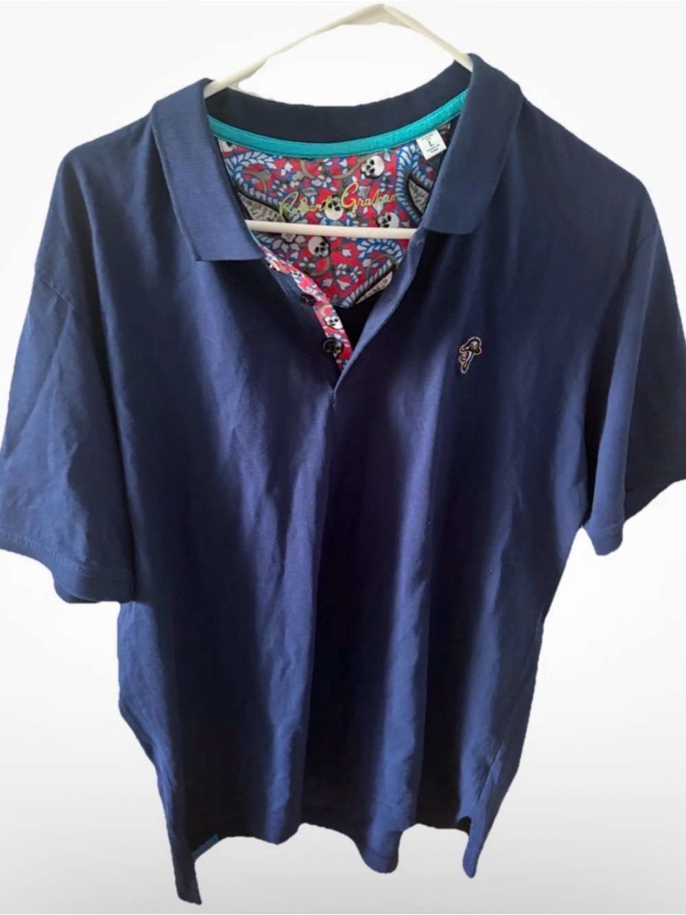 Robert Graham Men’s Polo Shirt Navy Size Large